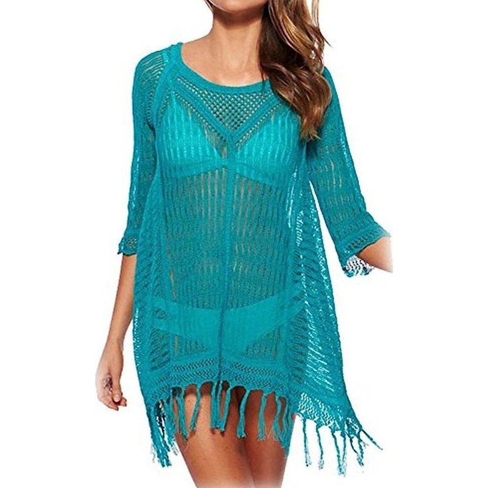 NEW!~ Crochet Tunic Tassel Sexy Beach Dress Bikini Swimsuit Cover Up, One Size